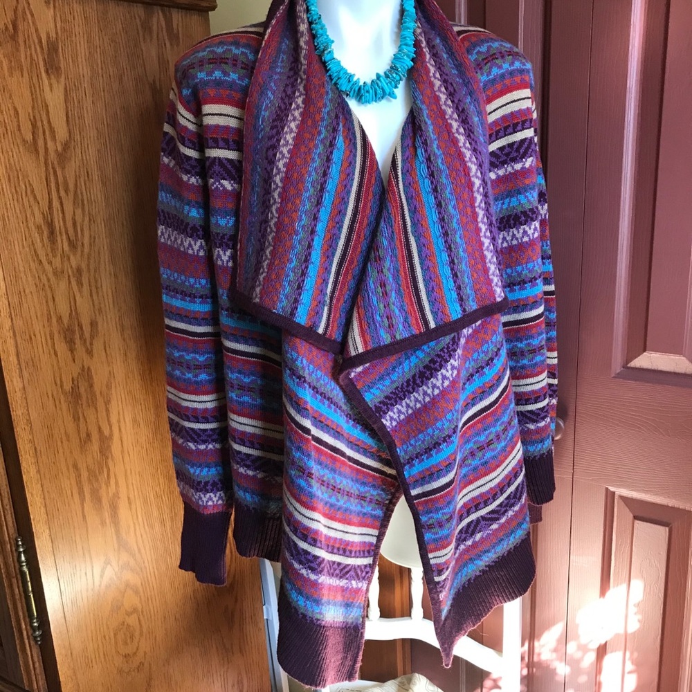 Orvis Multi Colored Open Front Cardigan - image 1